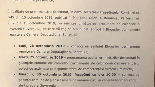 Ludovic Orban a cerut votul pentru guvern pe 30 octombrie, miercurea viitoare