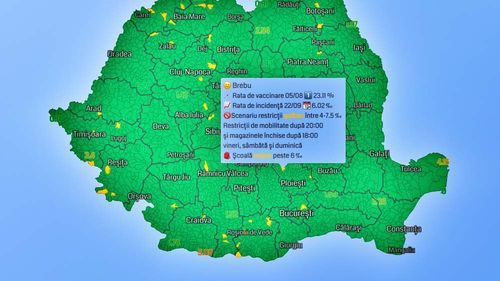 HARTĂ 40 de localități din 19 județe au trecut de pragul de închidere a școlilor, de trei ori mai multe ca săptămâna trecută. Vineri se va decide trecerea elevilor în online pentru săptămâna viitoare, dacă rata de incidență rămâne peste 6 la mie