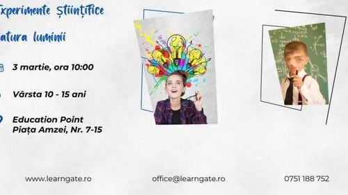 Atelier de experimente științifice pentru copii: “Natura luminii”, duminică, 3 martie