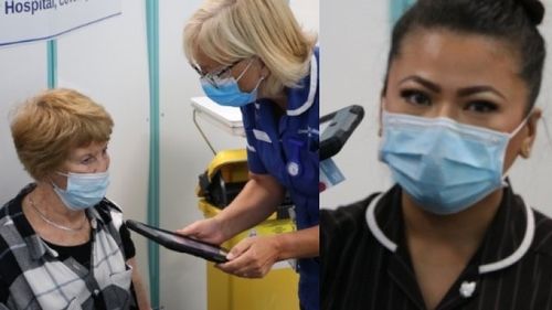 Prima persoană care a primit un vaccin anti-Covid omologat a fost inoculată cu a treia doză la Spitalul din Coventry, Anglia, în același timp cu asistenta care i-a administrat prima doză