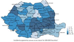 DOCUMENT Trendul epidemiei de COVID-19, ascendent în ultima săptămână în 15 județe și descendent în 10 județe. În București a fost stabil