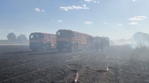 Incendiu într-o localitate din Ilfov / Şapte hectare de vegetaţie uscată, o casă şi două maşini, cuprinse de flăcări