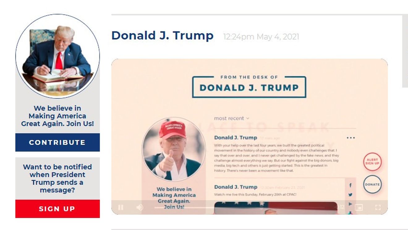 Trump a lansat o platformă de „comunicare” prin care își transmite mesajele, după ce a fost blocat pe Twitter, Facebook și Youtube