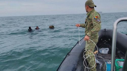 O mină marină a fost identificată de Forțele Navele Române, la 2,5 mile de capul digului de nord al Portului Constanța