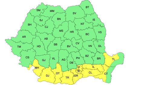 Vremea continuă să fie caniculară / Cod galben în mai multe judeţe / În sudul şi estul ţării vor fi perioade de instabilitate atmosferică