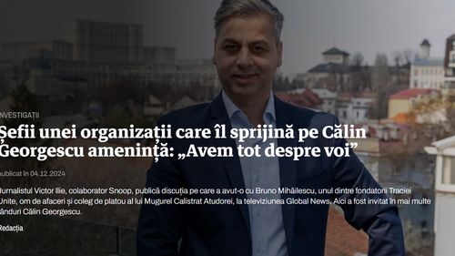 ActiveWatch: Susținători ai candidatului Călin Georgescu, amenințări mafiote la adresa jurnaliștilor SNOOP - „Sunteți documentați toți, tu nu înțelegi că avem tot despre voi? Tot! Tot, și unde te duci, și ce faci, și ce mănânci, tot"