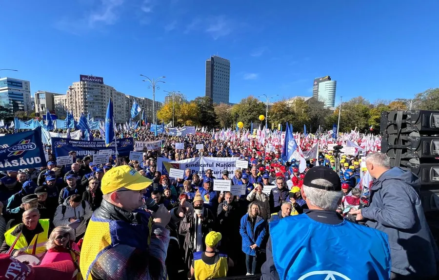 Protest sindicate impotriva guvernului Bolojan