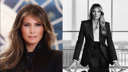 Pentru portretul oficial de la Casa Albă Melania Trump a ales un costum inspirat din vestimentația masculină, de la Dolce & Gabbana