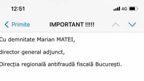 Emailuri false, transmise în numele ANAF, referitoare la o presupusă datorie pentru care este necesară plata