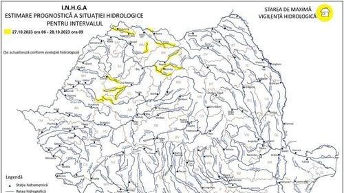Hidrologii anunţă risc de viituri pentru râuri din şase judeţe, până sâmbătă la ora 9:00 / Posibile depăşiri ale cotelor de atenţie / Sunt vizate județele: Satu Mare, Maramureş, Bistriţa-Năsăud, Bihor, Cluj şi Alba