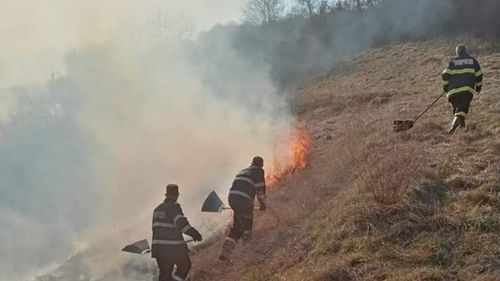 15 pompieri acționează pentru stingerea unui incendiu pe 30 de hectare de câmp într-o localitate din Sibiu