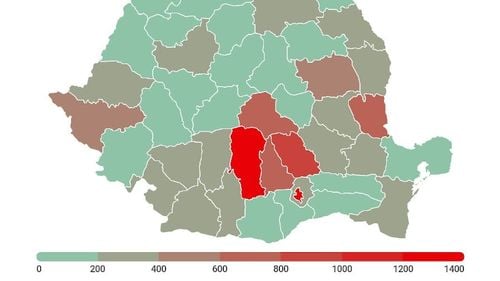 HARTA Epicentrul pandemiei de COVID: Argeș, Prahova, Brașov, Dâmbovița. O treime din totalul pacienților s-au infectat doar în ultimele 14 zile