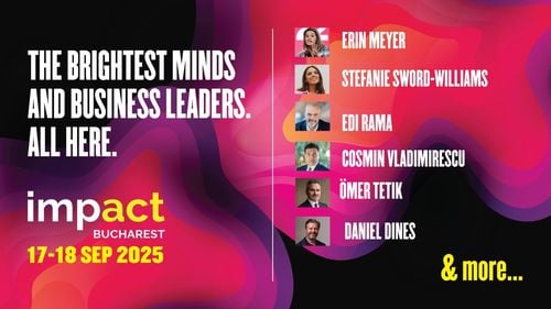 Peste 200 de lideri internaționali - inclusiv fosta Primă Doamnă Michelle Obama - vor urca pe scena Impact Bucharest, pentru a contura agenda Europei de Sud-Est (parteneriat)