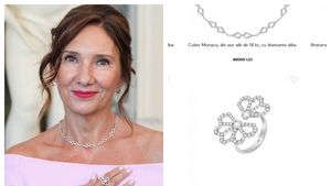 Ce bijuterii a purtat Carmen Iohannis și cât costă / UPDATE Colierul și inelul se numesc Monaco și Monte Carlo, dar creatoarea susține că a transformat elementul geometric al Coloanei Infinitului într-o petală