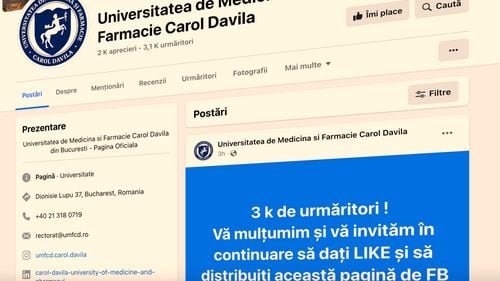 Universitatea de Medicină din București și-a pierdut definitiv accesul la pagina inițială de Facebook și anunță că a deschis un nou cont