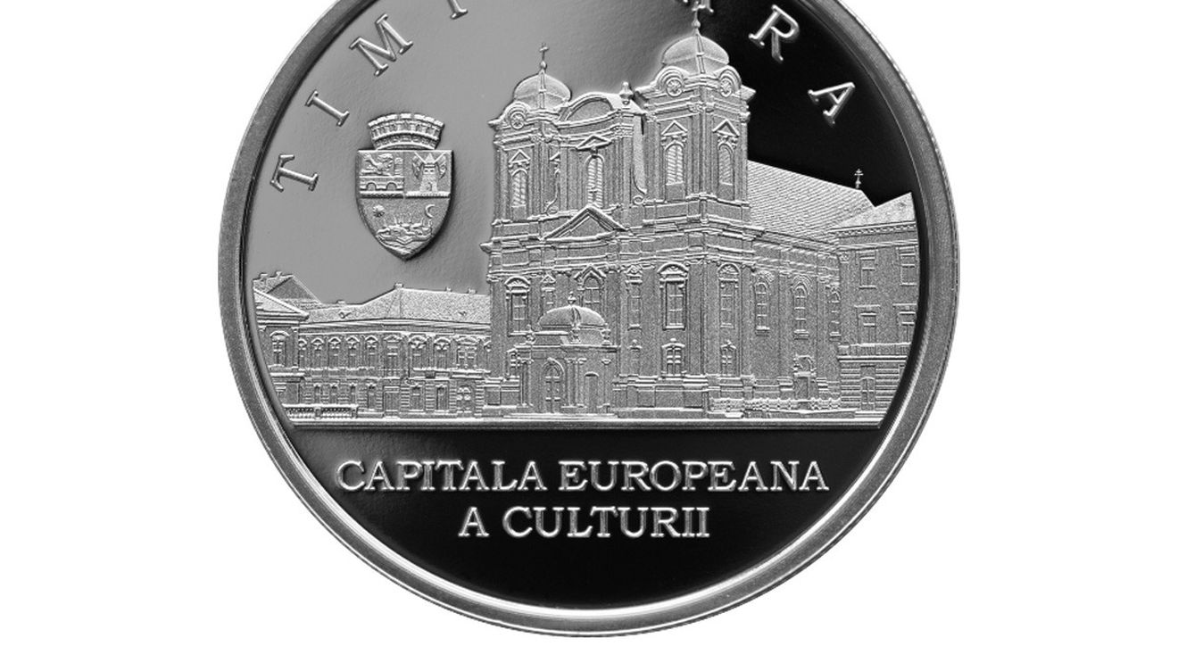 Monedă de argint cu tema Timişoara 2023 - Capitală Europeană a Culturii, lansată de BNR