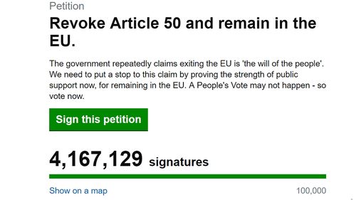 Brexit: O petiție online pentru ca Marea Britanie să rămână în Uniunea Europeană a depășit 4 milioane de semnături / La Londra este anunțată o amplă manifestație