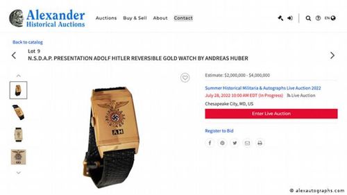 Ceas de aur aparținând lui Hitler, vândut la licitație pentru 1,1 milioane de dolari / Cumpărătorul este "un evreu european”, se apără casa de licitații, acuzată că vinde obiecte naziste / S-a mai vândut o rochie a Evei Braun și o stea a lui David cu inscripția "Jude"
