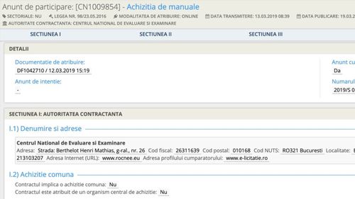 BREAKING Licitația pentru manuale școlare de clasa a VII-a a fost lansată pe SICAP