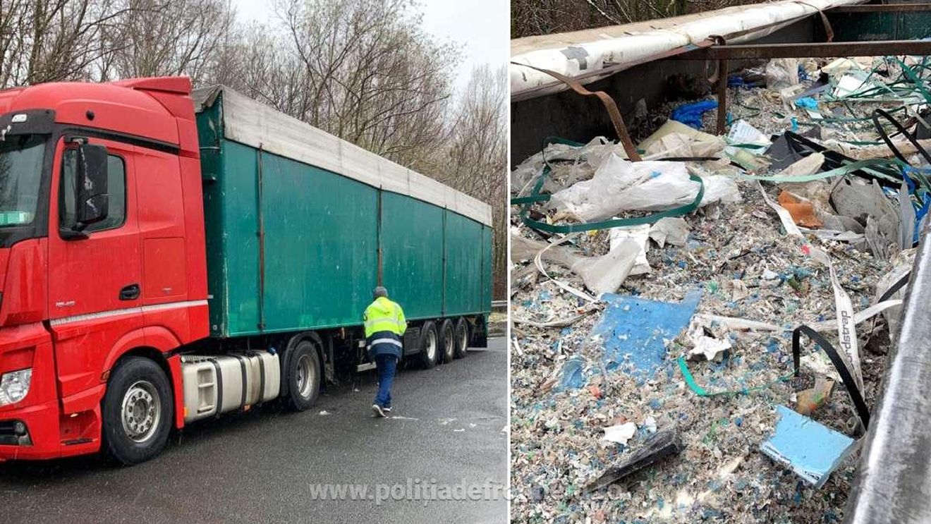 Două autocamioane cu peste 40 de tone de deşeuri aduse din Italia şi Ungaria, oprite la frontieră