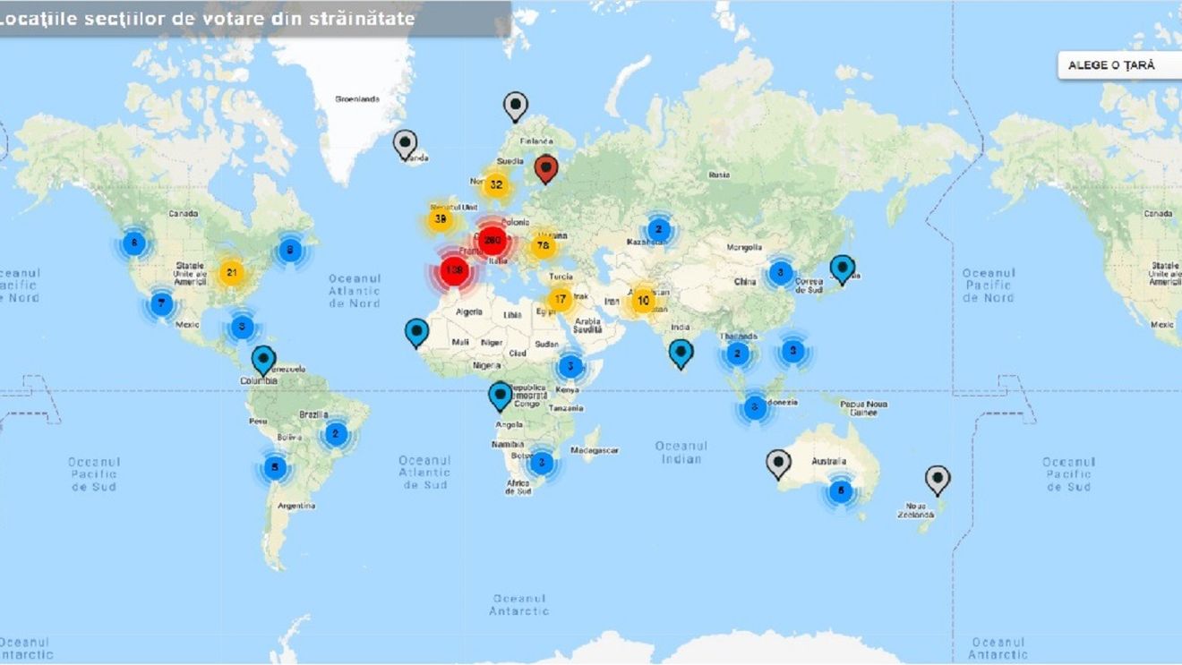 Harta secțiilor unde pot vota românii din străinătate. Tot ce trebuie să știi despre votul în Diaspora, care a început sâmbătă