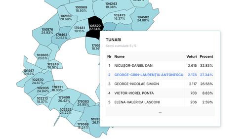 În Tunari, unde e sediul central al AUR, a câștigat Nicușor Dan / Pe locul 2 a fost Crin Antonescu