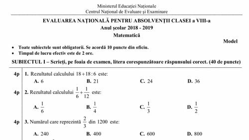 Modele de subiecte grilă pentru Evaluarea Națională: Vezi testele grilă la Matematică și Română publicate și retrase de Minister la primul scandal în jurul grilelor la examen
