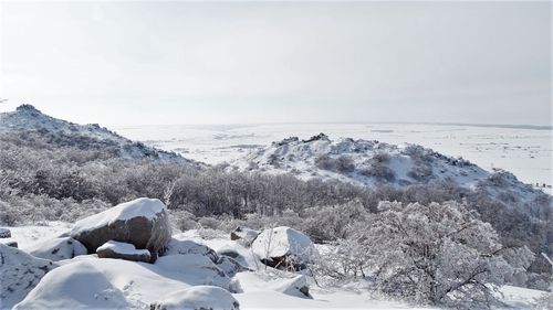FOTO Cum arată Munții Măcinului, cei mai vechi din România, acoperiți cu zăpadă la început de februarie