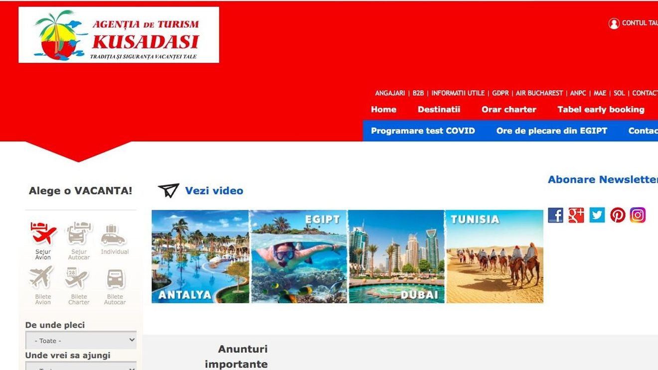 În plin sezon estival, una dintre cele mai mari și vechi agenții de turism a cerut falimentul / Ministerul Economiei a deschis o acțiune de control la Kusadasi, companie cu 500 de pachete de călătorie în derulare